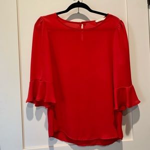 Newbury Kustom Red Peplum Sleeve Blouse